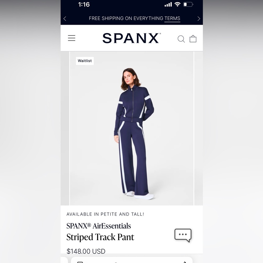 NWT Spanx AirEssentials Track Suit - Timeless Navy